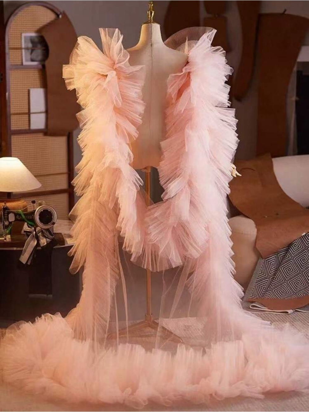 SHEIN Pink Tulle Ruffle Robe - Picture 2 of 2